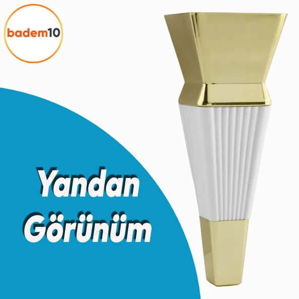 Dempa Lüks Mobilya Oturma Grubu Kanepe Sehpa Tv Ünitesi Koltuk Ayağı 16 Cm Beyaz Gold Baza Ayakları - Resim 3