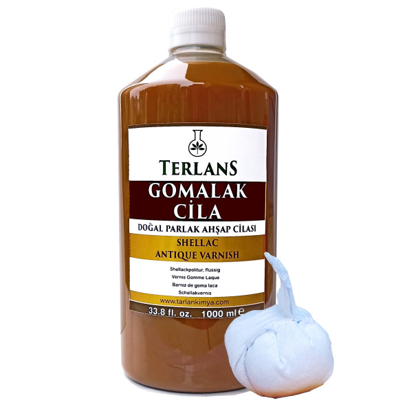 Doğal Ahşap Cilası Gomalak 1000 Ml Shellac + Sürme Topu