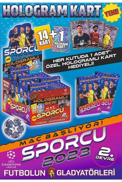 Yeni Sezon Futbolcu Kartları- Sporcu 2023 Süper Şut 24 Kutu Futbol Kart 24hologramlı 360 Adet Kart