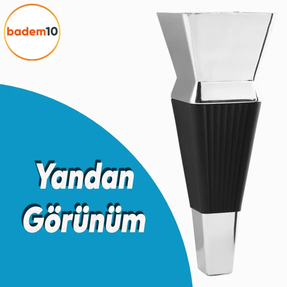 Dempa Lüks Mobilya Oturma Grubu Kanepe Sehpa Tv Ünitesi Koltuk Ayağı 16 Cm Siyah Krom Baza Ayakları - Resim 3