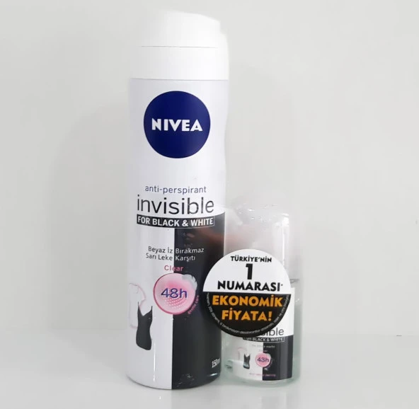 Nivea Deodorant Invisible Black White Clear Bayan 50 ml+ 25 ml Roll