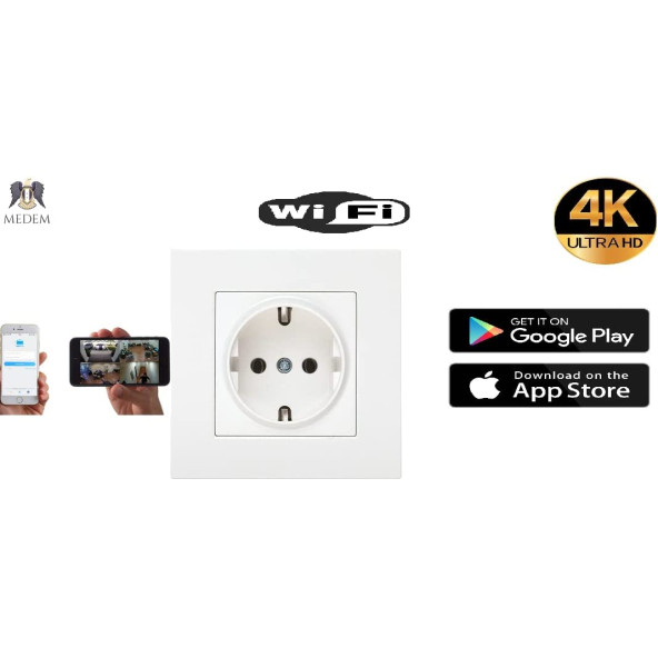 4K Medem Sıva Altı Priz Wifi Gizli Bakıcı Kamera Uzaktan İzleme Takip Güvenlik Kamerası