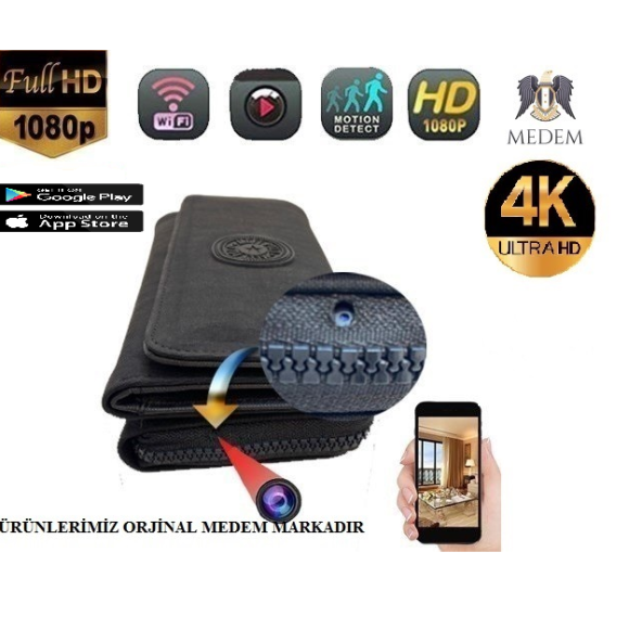 4K Medem Cüzdan Wifi Gizli Bakıcı Kamera Uzaktan İzleme Takip Güvenlik Kamerası