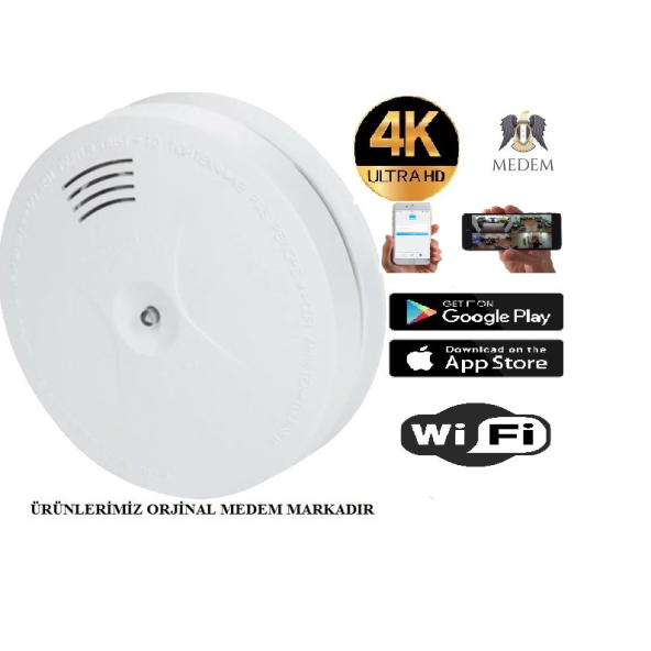 4K Medem Duman Dedektörü Wifi Gizli Bakıcı Kamera Uzaktan İzleme Takip Güvenlik Kamerası