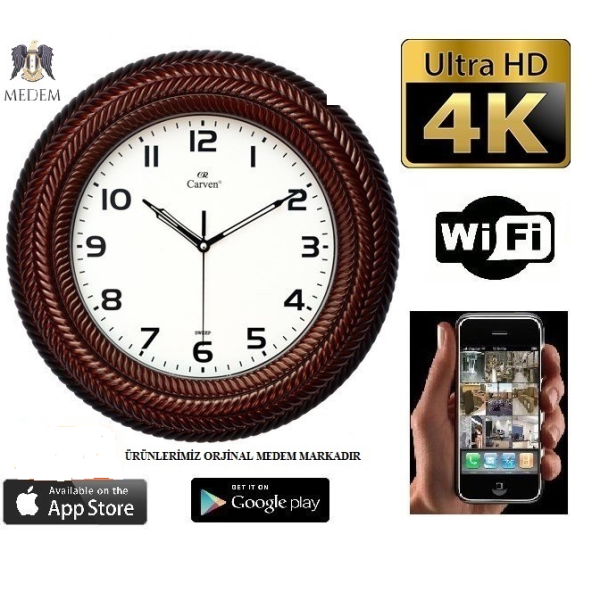 4K Medem Duvar Saat Wifi Gizli Bakıcı Kamera Uzaktan İzleme Takip Güvenlik Kamerası