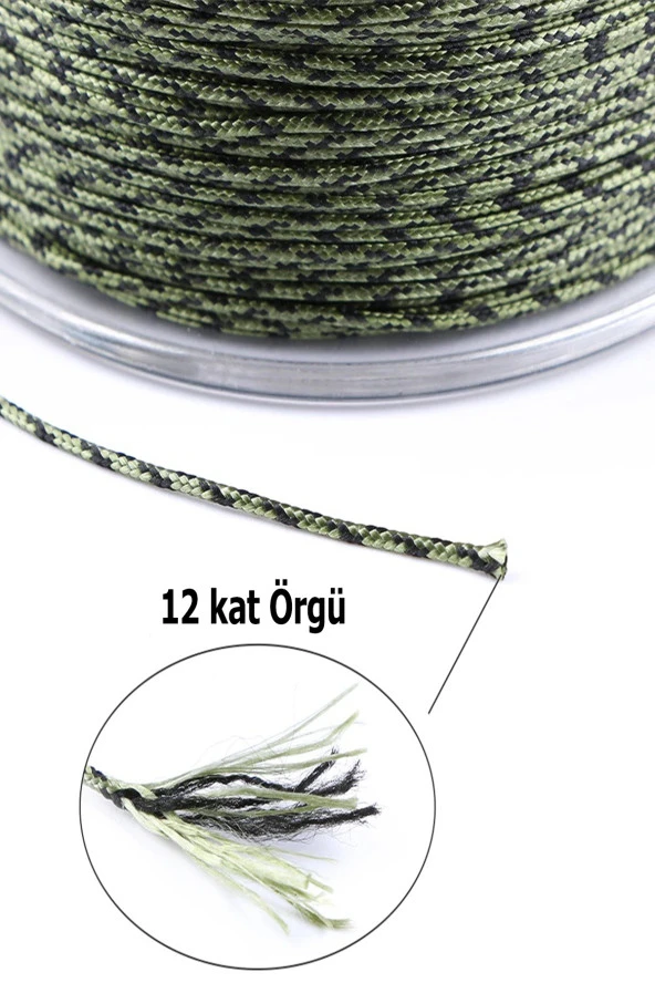 12 Kat Örgü 25 lb 100 Metre Camo Yeşil Köstek İpi - 4