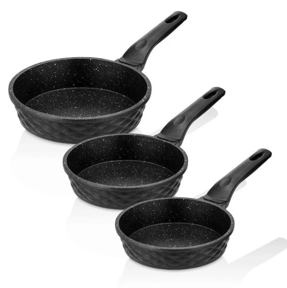 Taç Viva Döküm 3'lü Tava Set Siyah-3672 - 3