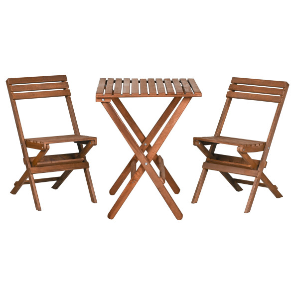 BYSAY AHŞAP KATLANIR 3 lü BİSTRO SET MUTFAK BALKON BAHÇE TERAS MASA SANDALYE SETİ (CEVİZ RENK)