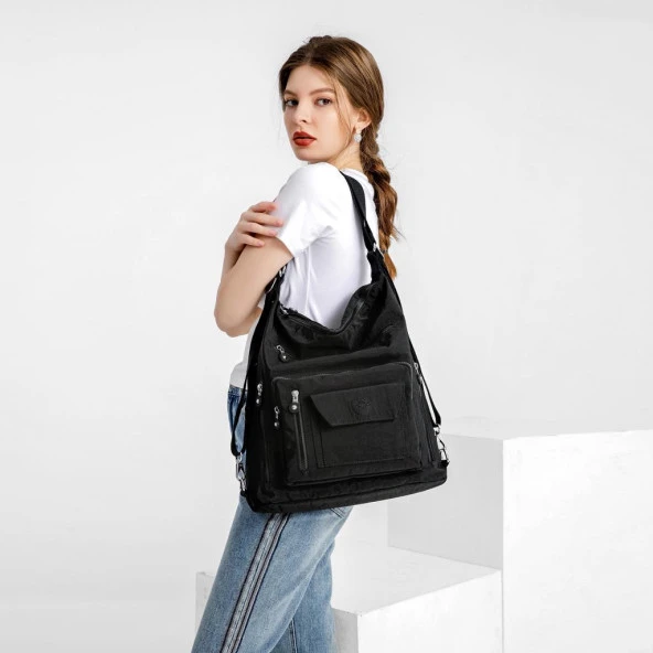 Hem Sırt Hem de Omuz Kadın Çantası Smart Bags 1205 Lila - Resim 5