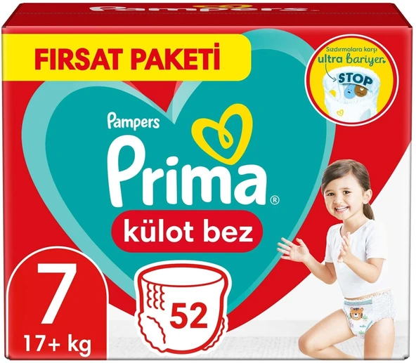 Prima Külot Bebek Bezi Beden:7 (17+KG) XXL 52 Adet Fırsat Pk