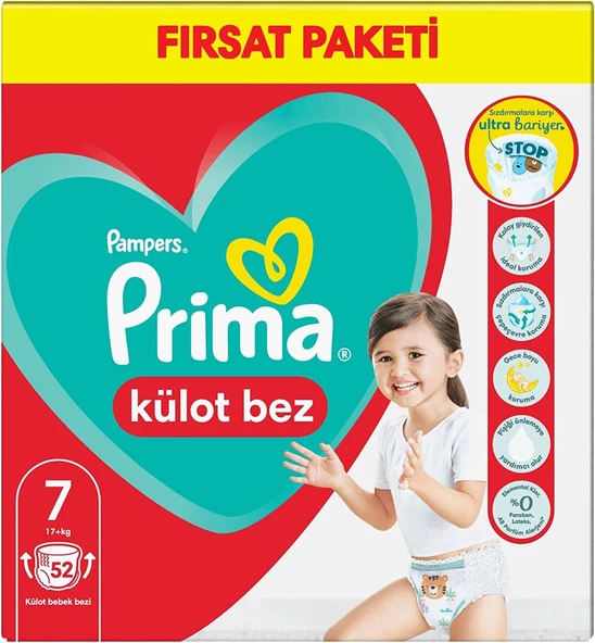 Prima Külot Bebek Bezi Beden:7 (17+KG) XXL 52 Adet Fırsat Pk - Resim 2