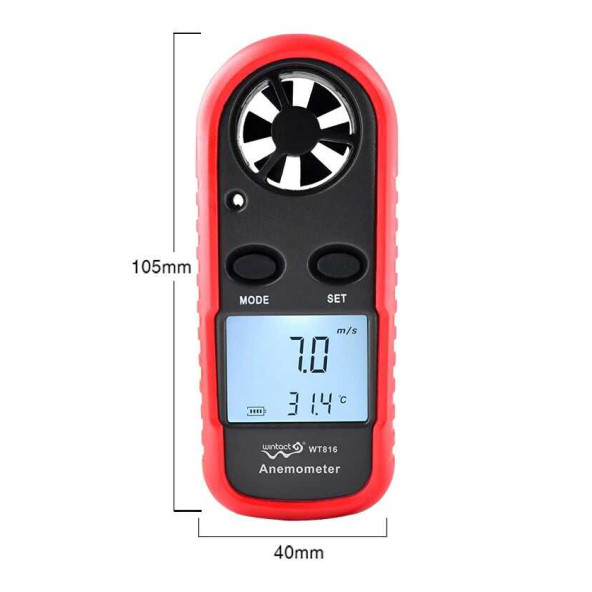 WINTACT WT816 Dijital Anemometre Hava Akım Ölçer - Resim 4