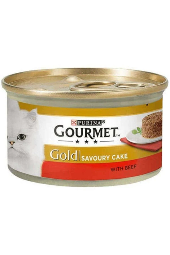 Gourmet Gold Savoury Cake Sığır Etli Yetişkin Kedi Konservesi 85 gr