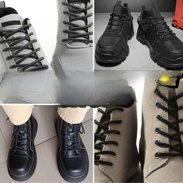 200 cm Siyah Fitilli Yuvarlak Bot Bağcığı, Extra Sağlam Bağcık, Ayakkabı Bağcığı, 1 Çift - 3