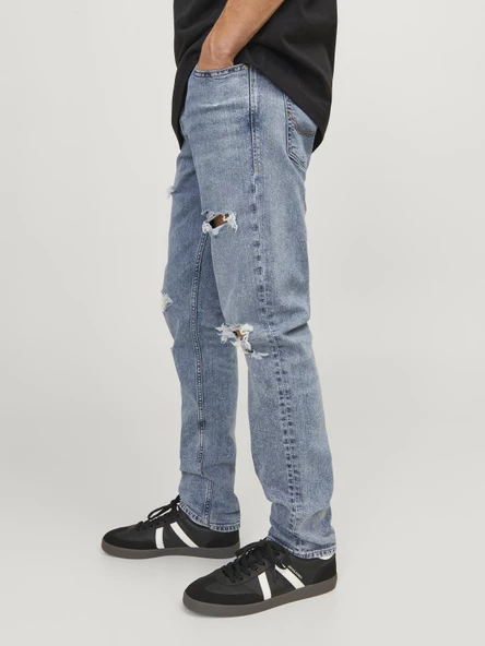 JACK JONES Glenn Model Dar Kesim Yırtık Kot Pantolon 12253693 - Resim 8