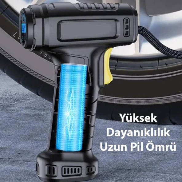ALLY 120W Kablosuz Basınç Göstergeli Mini Hava Popmpası Kompresör - 5