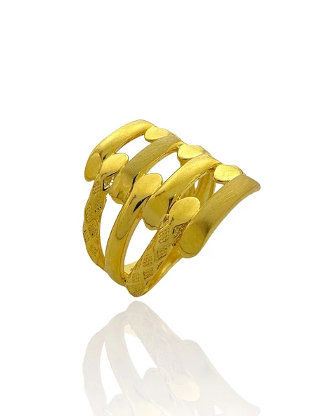 Taşsız Üç Kol Kaburga Altın Yüzük 14 Ayar - Resim 2