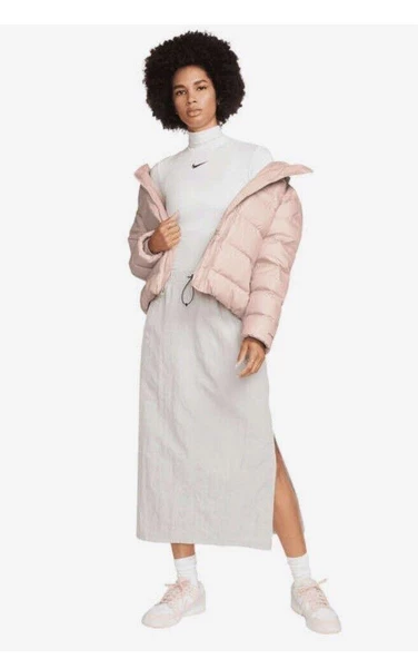 Nike Womens Storm Fit Pink Puffer Down Warm Winter Jacket Coat Somon Pembe Şişme Mont DQ5903-601 - 2