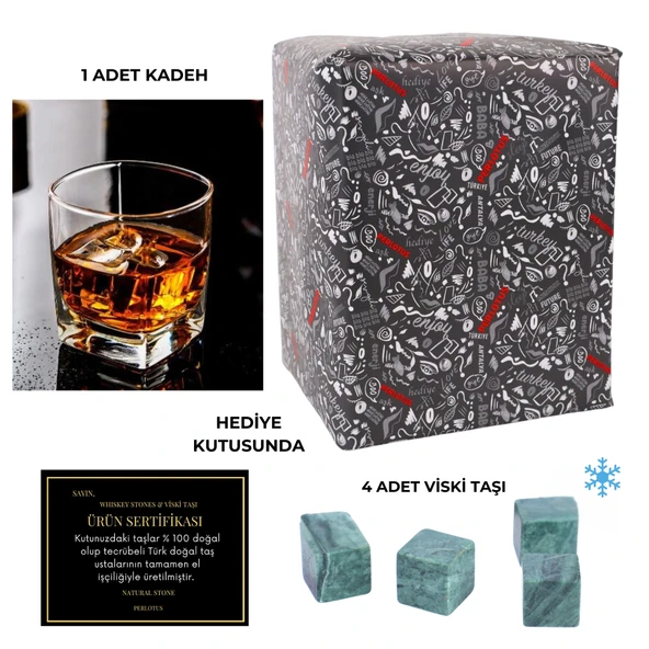 Perlotus 300 cc Sterlin Viski Bardağı Granit Viski Taşı Hediyeli - 3