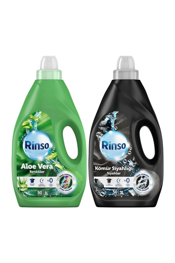 Rinso Sıvı Deterjan Aloe Vera Renkliler İçin 3 Lt + Rinso Kömür Siyahlar İçin 3 Lt - 2