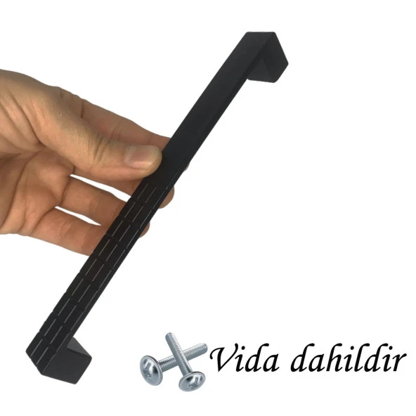 4 Adet Bihter Desenli Kulp 160 mm Siyah Mutfak Kulpu Çekmece Dolap Kapak Kulbu Metal  Mobilya Dolabı - 3