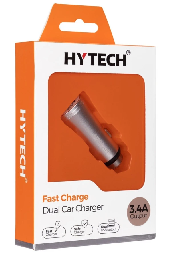 HY-X60 3.4A Hızlı Şarj 2 USB Gümüş Metal Araç Şarj Cihazı - 6