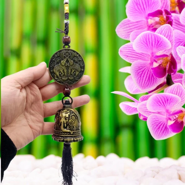 Çin Feng Shui Şans ve Bereket Metal Para Çan 40 cm - Resim 2