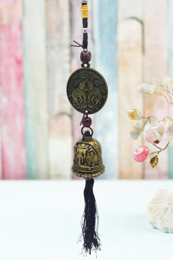 Çin Feng Shui Şans ve Bereket Metal Para Çan 40 cm - Resim 4