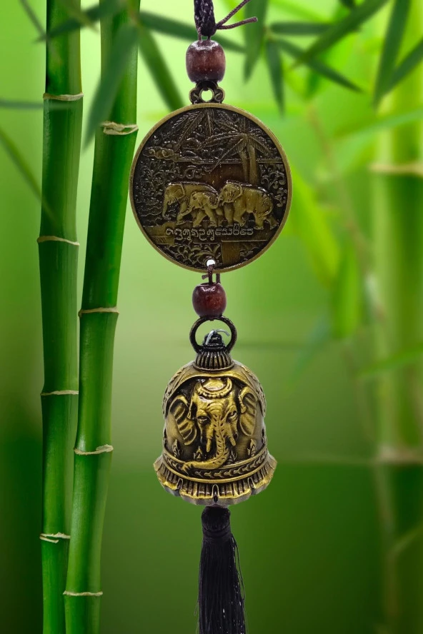 Çin Feng Shui Şans ve Bereket Metal Para Çan 40 cm - Resim 6