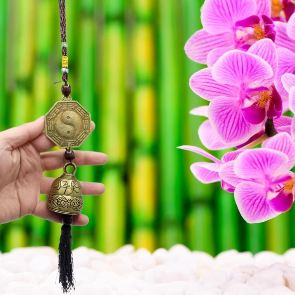 Çin Feng Shui Şans ve Bereket Metal Bagua Çan 40 cm - Resim 3