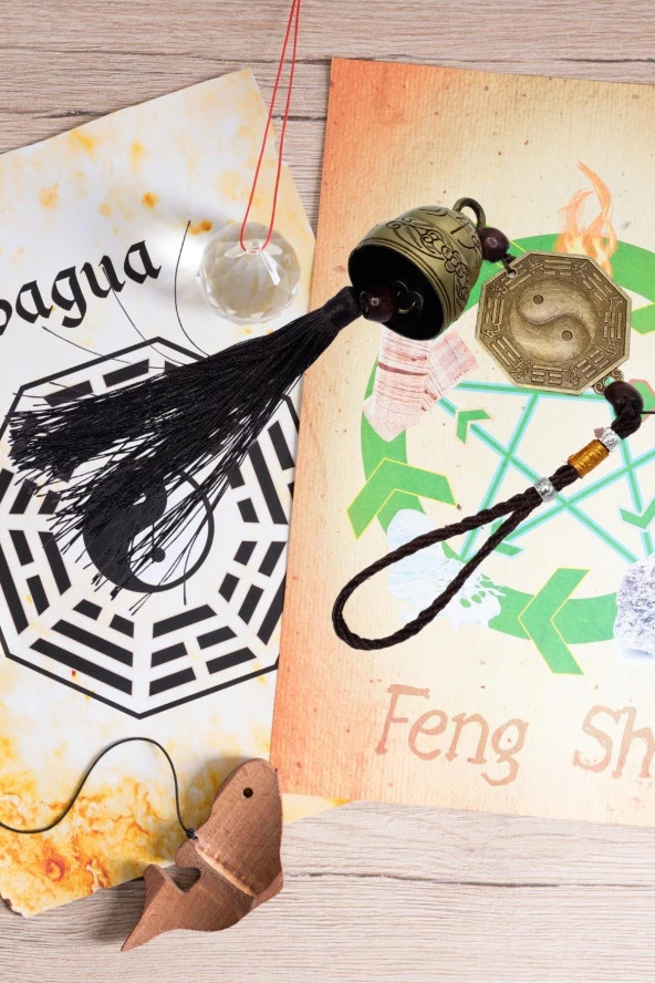 Çin Feng Shui Şans ve Bereket Metal Bagua Çan 40 cm - Resim 9