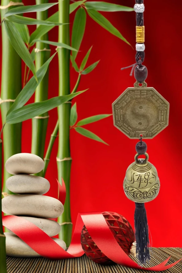 Çin Feng Shui Şans ve Bereket Metal Bagua Çan 40 cm - Resim 10