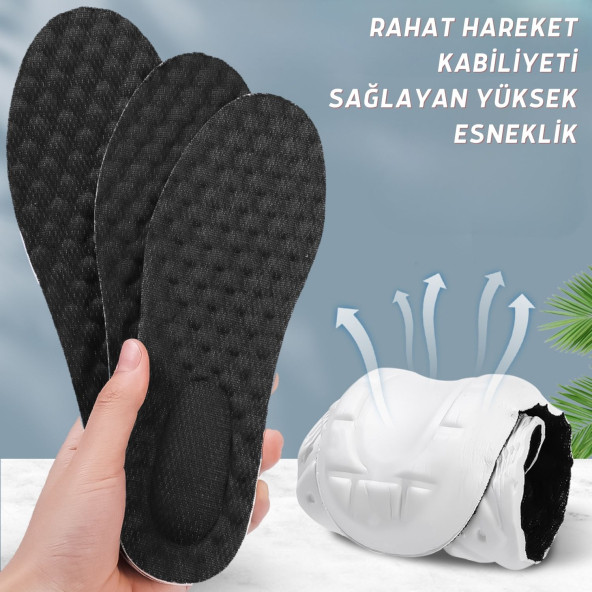 Anatomik, Rahat, Konforlu, Poliüretan, Sporcu Ayakkabı Tabanlığı, 44-45 Siyah - 5