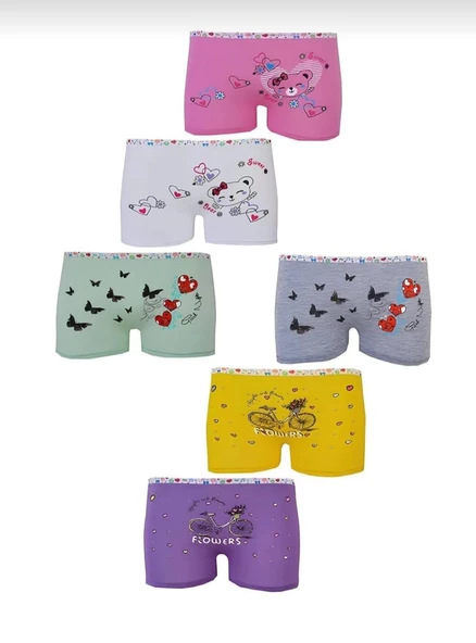 TUTKU 0181 KIZ ÇOCUK DESENLİ BOXER 12 ADET - 2
