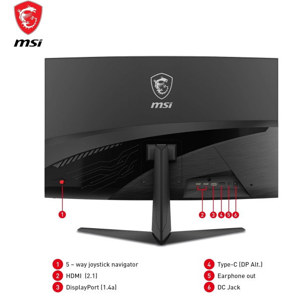 MSI G321CUV 31.5" CURVED 1500R VA 3840X2160 (UHD) 16:9 60HZ 4MS HDR READY GAMING MONITOR - 4