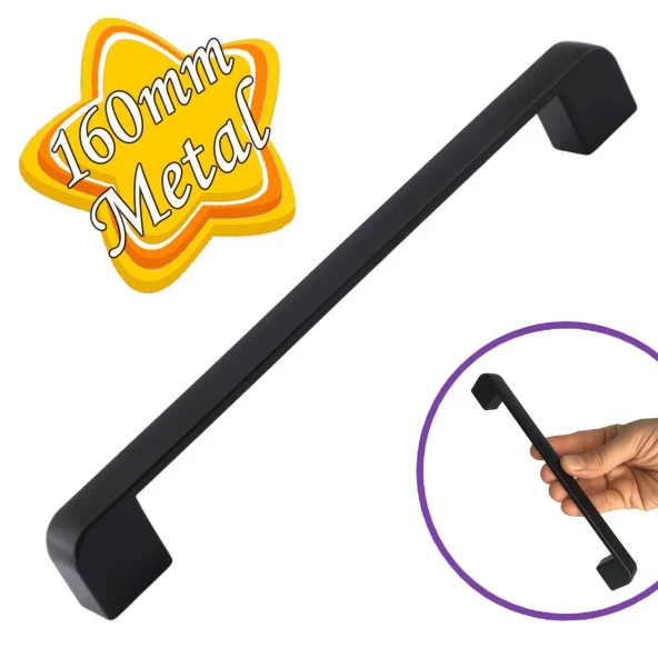Oval Marmara Kulp 160 mm Siyah Mutfak Kulpu Çekmece Dolap Kapak Kulbu Metal  Mobilya Dolabı Kulpları