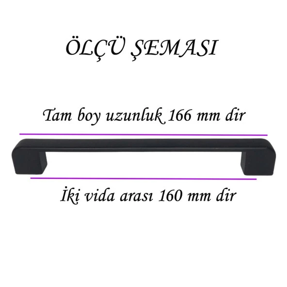 Oval Marmara Kulp 160 mm Siyah Mutfak Kulpu Çekmece Dolap Kapak Kulbu Metal  Mobilya Dolabı Kulpları - 2