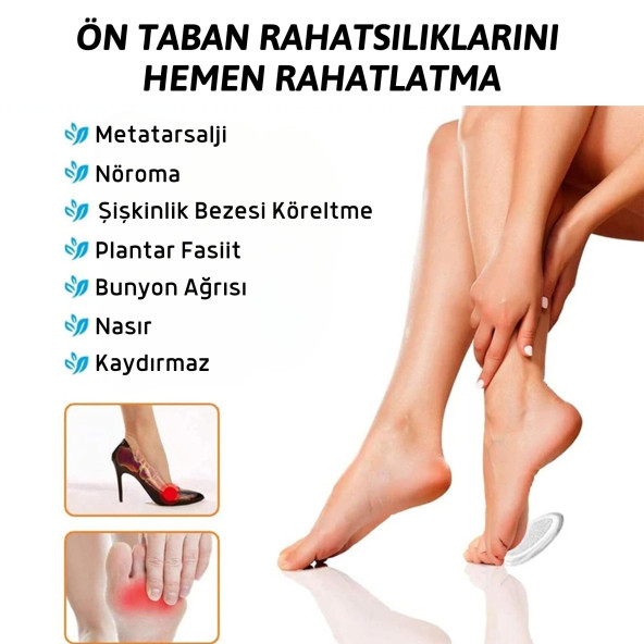 Stiletto İçi Kaydırmaz Jel Ön Tabanlık, Yapışkanlı, Nasır Koruyucu, Şeffaf Silikon Ayakkabı Tabanlığı - 9