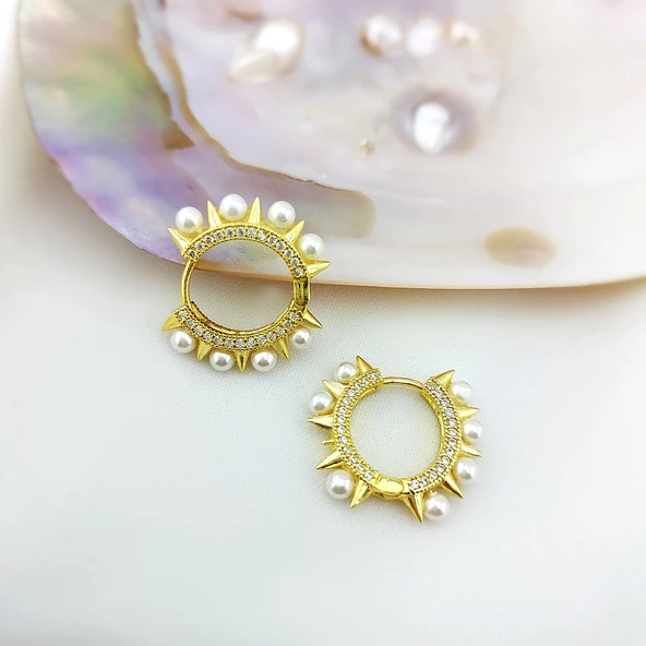 Vaoov 925 Ayar Gümüş İncili Halka Küpe - Resim 2