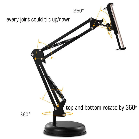 Teleskopik Masaüstü Tablet Telefon Tutucu Ayarlanır Katlanır Seviyeli Tutucu 05 - 5