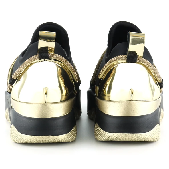 Erkan Saçmacı Barbara Siyah Streç Altın Taşlı Sneaker - 3