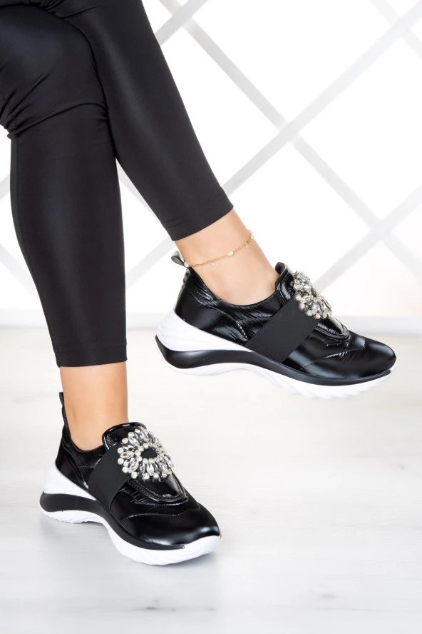 Erkan Saçmacı Anthea Siyah Taşlı Spor Ayakkabı