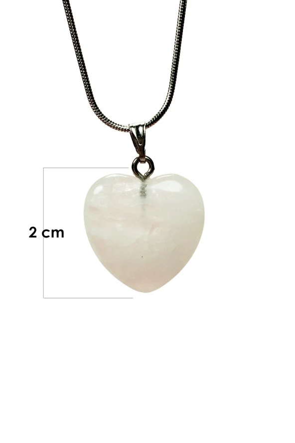 Pembe Kuvars Doğal Taşı Zincirli El Yapımı Kolye Uç: 2 cm Zincir: 20 cm Kutulu - 2