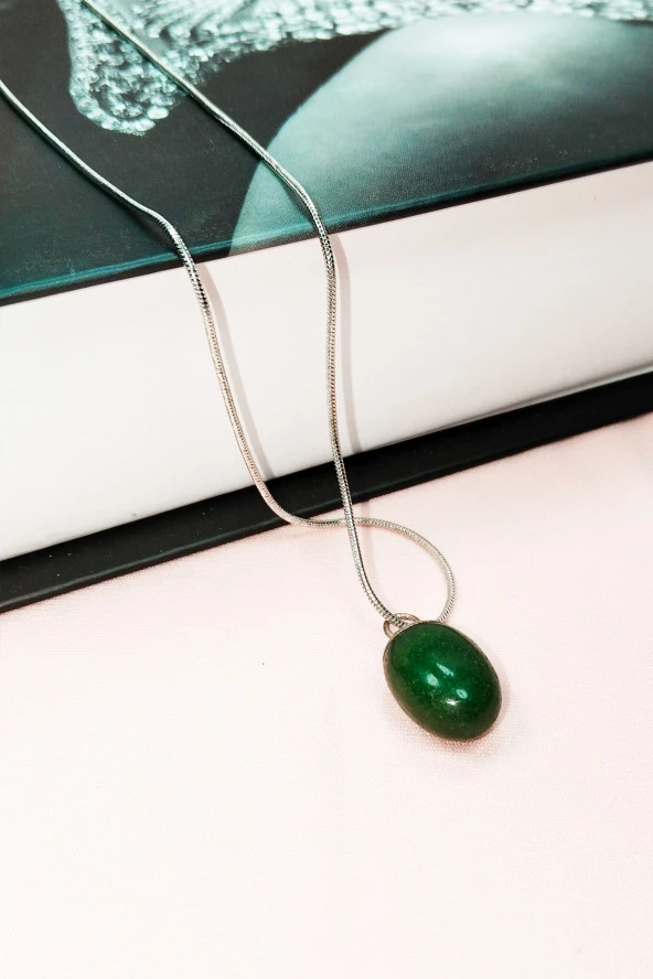 Aventurin Doğal Taşı Zincirli El Yapımı Kolye Uç: 2 cm Zincir: 20 cm Kutulu - Resim 5