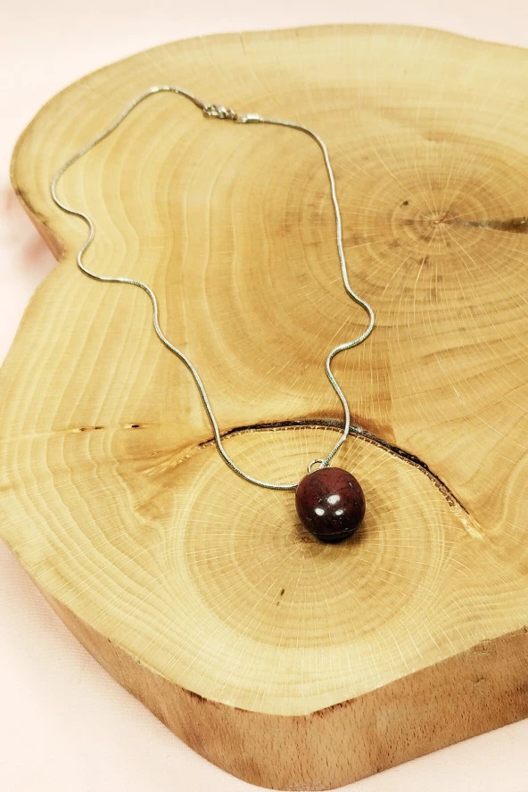 Kantaşı Doğal Taşı Zincirli El Yapımı Kolye Uç: 2 cm Zincir: 20 cm Kutulu - Resim 4