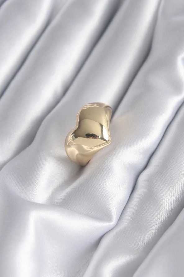 Gold Renk Kalp Model Kadın Yüzük - TJ-BYK2977 ürün görseli 1