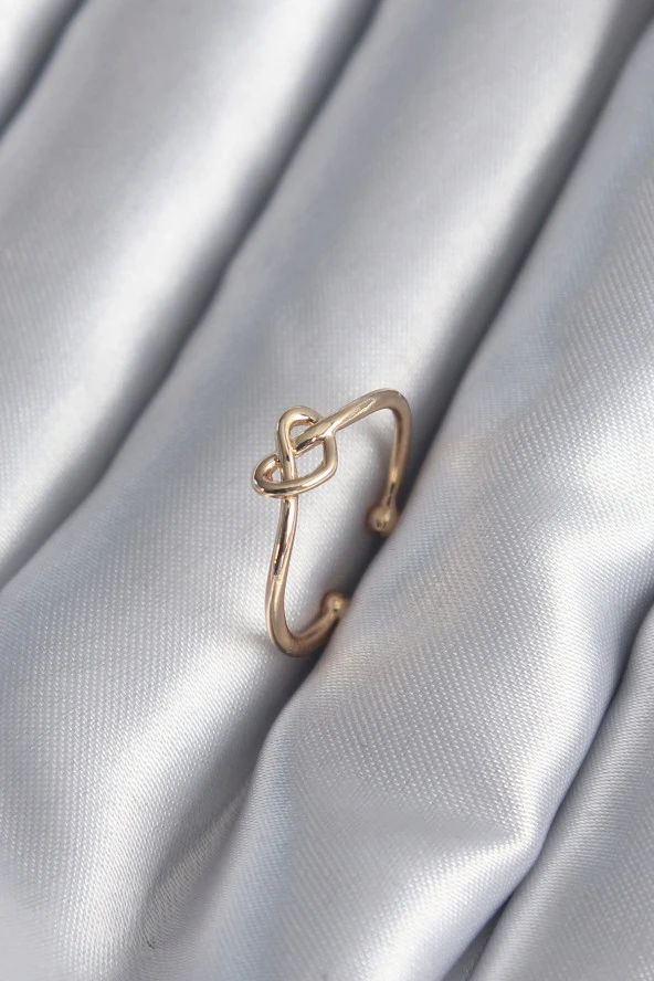 Gold Renk Düğüm Kalp Model Kadın Yüzük - TJ-BYK2945 ürün görseli 1