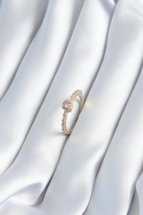 Pirinç Gümüş Renk Zirkon Taşlı Kadın Yüzük - TJ-BYK2892 ürün görseli 1