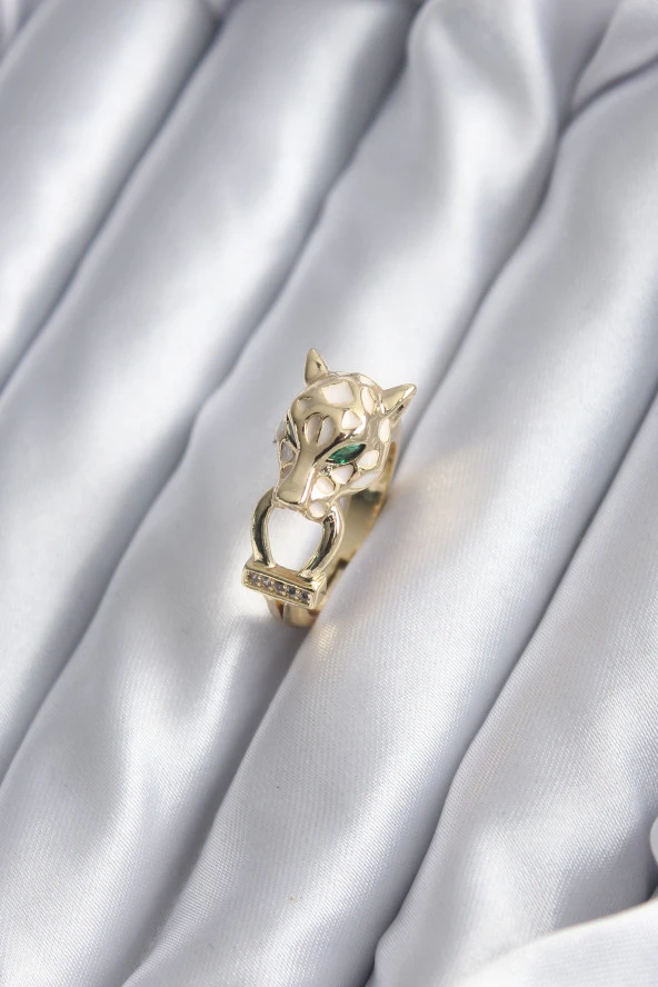 Gold Renk Kaplan Model Zirkon Taş Detay VİP Kadın Yüzük - TJ-BYK2853 ürün görseli 1