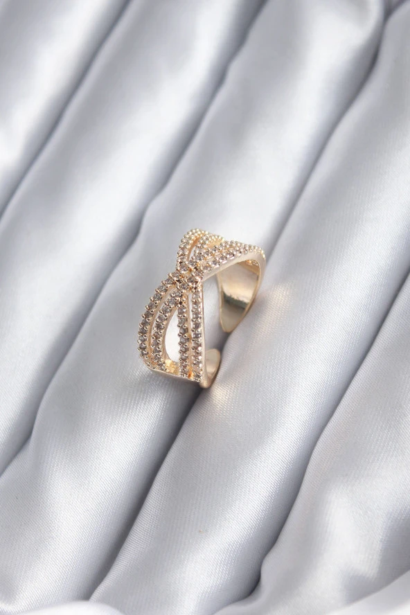 Gold Renk Zirkon Taşlı Kadın Yüzük - TJ-BYK2830 ürün görseli 1